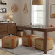 WYNDENHALL Castlebridge Pouf carré bohème en cuir véritable, couleur havane