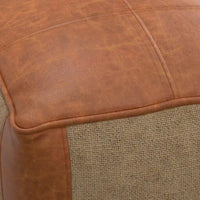 WYNDENHALL Castlebridge Pouf carré bohème en cuir véritable, couleur havane