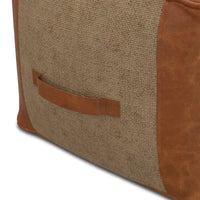 WYNDENHALL Castlebridge Pouf carré bohème en cuir véritable, couleur havane