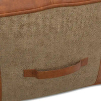WYNDENHALL Castlebridge Pouf carré bohème en cuir véritable, couleur havane