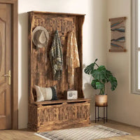 HOMCOM Arbre d'entrée 3-en-1 de 96,5 cm avec banc de rangement, porte-manteau à quatre crochets et rangement à chaussures, noir
