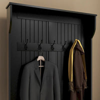 HOMCOM Arbre d'entrée 3-en-1 de 96,5 cm avec banc de rangement, porte-manteau à quatre crochets et rangement à chaussures, noir