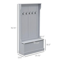 HOMCOM Arbre d'entrée 3-en-1 de 96,5 cm avec banc de rangement, porte-manteau à quatre crochets et rangement à chaussures, noir