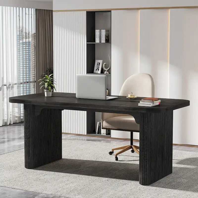 Bureau de direction moderne 62,99 W, simple, avec plateau et pieds en bois d'ingénierie