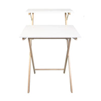 Bureau de travail pliable pour ordinateur portable en bois massif à 2 niveaux