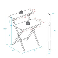 Bureau de travail pliable pour ordinateur portable en bois massif à 2 niveaux