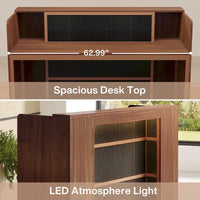 Bureau d'accueil avec lumières LED, grand comptoir d'accueil avec panneaux privatifs