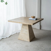 Table à manger carrée en ciment avec base à piédestal