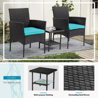 FDW Ensemble de mobilier de patio 3 pièces - Chaises d'extérieur en résine tressée, ensemble de conversation bistro en rotin pour arrière-cour, porche, bord de piscine, pelouse