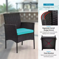 FDW Ensemble de mobilier de patio 3 pièces - Chaises d'extérieur en résine tressée, ensemble de conversation bistro en rotin pour arrière-cour, porche, bord de piscine, pelouse