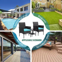 FDW Ensemble de mobilier de patio 3 pièces - Chaises d'extérieur en résine tressée, ensemble de conversation bistro en rotin pour arrière-cour, porche, bord de piscine, pelouse