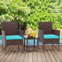 FDW Ensemble de mobilier de patio 3 pièces - Chaises d'extérieur en résine tressée, ensemble de conversation bistro en rotin pour arrière-cour, porche, bord de piscine, pelouse