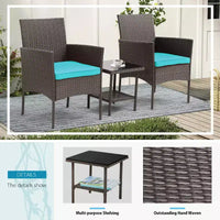 FDW Ensemble de mobilier de patio 3 pièces - Chaises d'extérieur en résine tressée, ensemble de conversation bistro en rotin pour arrière-cour, porche, bord de piscine, pelouse