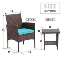 FDW Ensemble de mobilier de patio 3 pièces - Chaises d'extérieur en résine tressée, ensemble de conversation bistro en rotin pour arrière-cour, porche, bord de piscine, pelouse