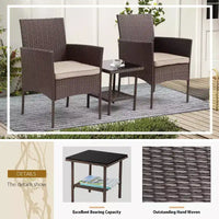 FDW Ensemble de mobilier de patio 3 pièces - Chaises d'extérieur en résine tressée, ensemble de conversation bistro en rotin pour arrière-cour, porche, bord de piscine, pelouse