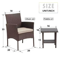 FDW Ensemble de mobilier de patio 3 pièces - Chaises d'extérieur en résine tressée, ensemble de conversation bistro en rotin pour arrière-cour, porche, bord de piscine, pelouse
