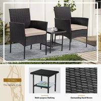 FDW Ensemble de mobilier de patio 3 pièces - Chaises d'extérieur en résine tressée, ensemble de conversation bistro en rotin pour arrière-cour, porche, bord de piscine, pelouse