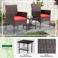 FDW Ensemble de mobilier de patio 3 pièces - Chaises d'extérieur en résine tressée, ensemble de conversation bistro en rotin pour arrière-cour, porche, bord de piscine, pelouse