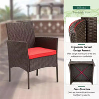 FDW Ensemble de mobilier de patio 3 pièces - Chaises d'extérieur en résine tressée, ensemble de conversation bistro en rotin pour arrière-cour, porche, bord de piscine, pelouse