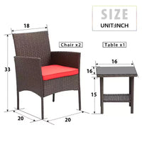 FDW Ensemble de mobilier de patio 3 pièces - Chaises d'extérieur en résine tressée, ensemble de conversation bistro en rotin pour arrière-cour, porche, bord de piscine, pelouse