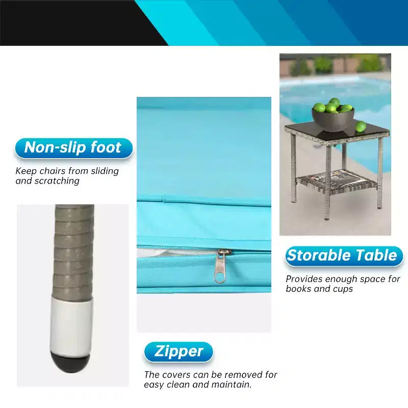 FDW Ensemble de mobilier de patio 3 pièces - Chaises d'extérieur en résine tressée, ensemble de conversation bistro en rotin pour arrière-cour, porche, bord de piscine, pelouse