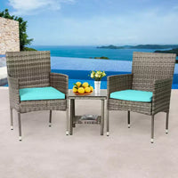FDW Ensemble de mobilier de patio 3 pièces - Chaises d'extérieur en résine tressée, ensemble de conversation bistro en rotin pour arrière-cour, porche, bord de piscine, pelouse