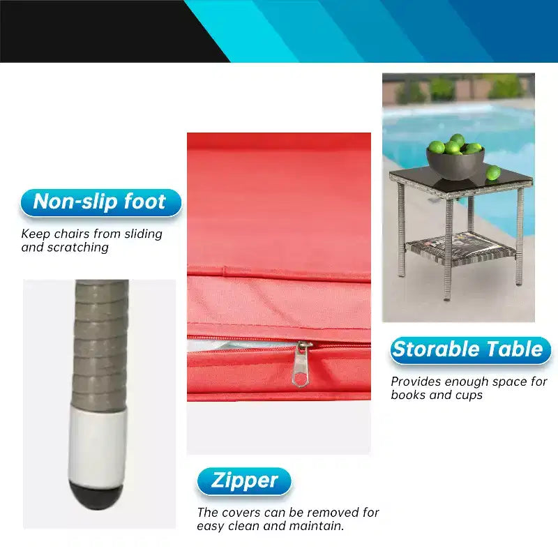 FDW Ensemble de mobilier de patio 3 pièces - Chaises d'extérieur en résine tressée, ensemble de conversation bistro en rotin pour arrière-cour, porche, bord de piscine, pelouse