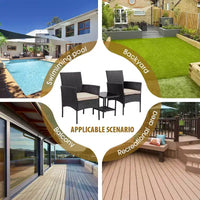 FDW Ensemble de mobilier de patio 3 pièces - Chaises d'extérieur en résine tressée, ensemble de conversation bistro en rotin pour arrière-cour, porche, bord de piscine, pelouse