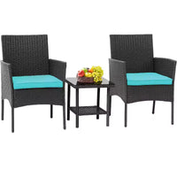 FDW Ensemble de mobilier de patio 3 pièces - Chaises d'extérieur en résine tressée, ensemble de conversation bistro en rotin pour arrière-cour, porche, bord de piscine, pelouse