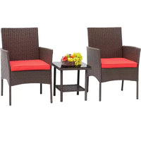 FDW Ensemble de mobilier de patio 3 pièces - Chaises d'extérieur en résine tressée, ensemble de conversation bistro en rotin pour arrière-cour, porche, bord de piscine, pelouse