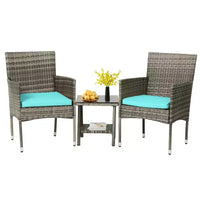 FDW Ensemble de mobilier de patio 3 pièces - Chaises d'extérieur en résine tressée, ensemble de conversation bistro en rotin pour arrière-cour, porche, bord de piscine, pelouse