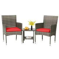 FDW Ensemble de mobilier de patio 3 pièces - Chaises d'extérieur en résine tressée, ensemble de conversation bistro en rotin pour arrière-cour, porche, bord de piscine, pelouse