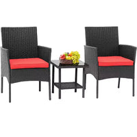 FDW Ensemble de mobilier de patio 3 pièces - Chaises d'extérieur en résine tressée, ensemble de conversation bistro en rotin pour arrière-cour, porche, bord de piscine, pelouse