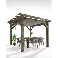 Pergola en Cèdre 10x12x7.5FT, Pergola Extérieure en Bois avec Auvent, Abri à Structure Solide pour Terrasse, Jardin, Cour et Pelouse - Gris Anthracite