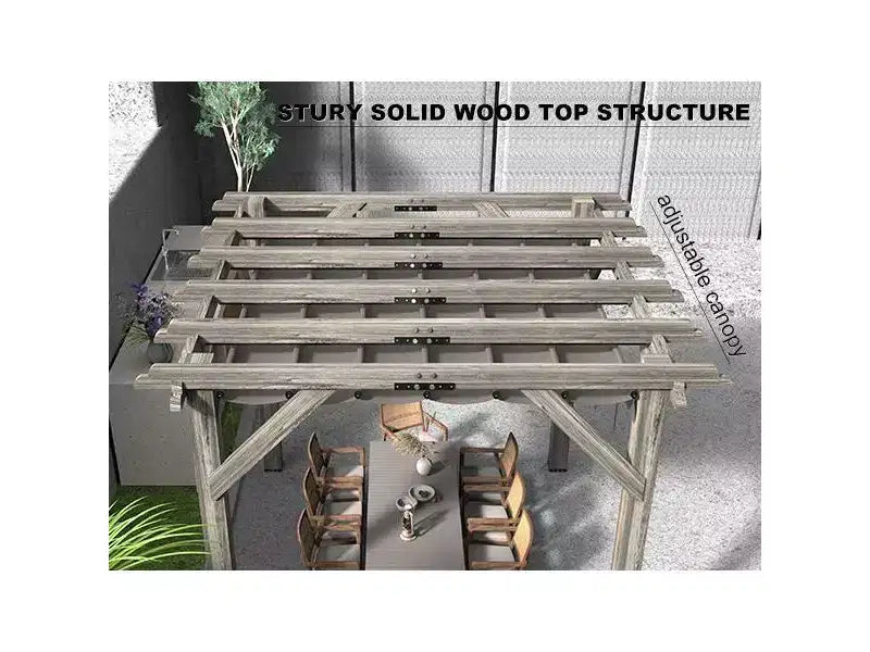 Pergola en Cèdre 10x12x7.5FT, Pergola Extérieure en Bois avec Auvent, Abri à Structure Solide pour Terrasse, Jardin, Cour et Pelouse - Gris Anthracite