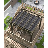 Pergola en Cèdre 10x12x7.5FT, Pergola Extérieure en Bois avec Auvent, Abri à Structure Solide pour Terrasse, Jardin, Cour et Pelouse - Gris Anthracite