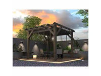 Pergola en Cèdre 10x12x7.5FT, Pergola Extérieure en Bois avec Auvent, Abri à Structure Solide pour Terrasse, Jardin, Cour et Pelouse - Gris Anthracite