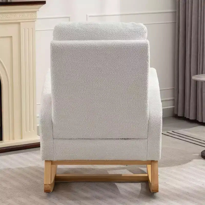 Fauteuil à bascule d'appoint avec repose-pieds, fauteuil lounge moderne à haut dossier, pieds à bascule en bois, fauteuil inclinable à bascule pour salon, chambre, bureau
