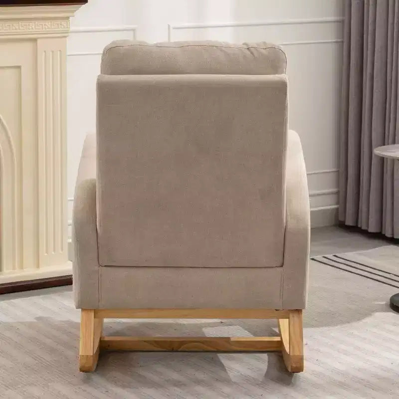 Fauteuil à bascule d'appoint avec repose-pieds, fauteuil lounge moderne à haut dossier, pieds à bascule en bois, fauteuil inclinable à bascule pour salon, chambre, bureau