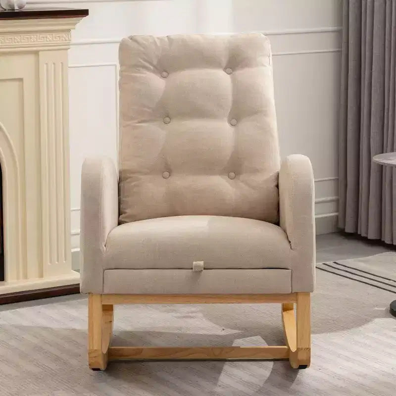 Fauteuil à bascule d'appoint avec repose-pieds, fauteuil lounge moderne à haut dossier, pieds à bascule en bois, fauteuil inclinable à bascule pour salon, chambre, bureau