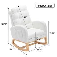 Fauteuil à bascule d'appoint avec repose-pieds, fauteuil lounge moderne à haut dossier, pieds à bascule en bois, fauteuil inclinable à bascule pour salon, chambre, bureau