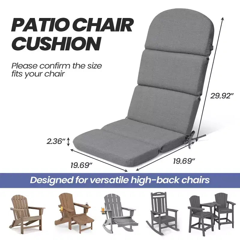 Coussin de chaise Adirondack Crestlive Products dossier haut résistant à l'eau et à la décoloration pour patio