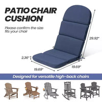 Coussin de chaise Adirondack Crestlive Products dossier haut résistant à l'eau et à la décoloration pour patio