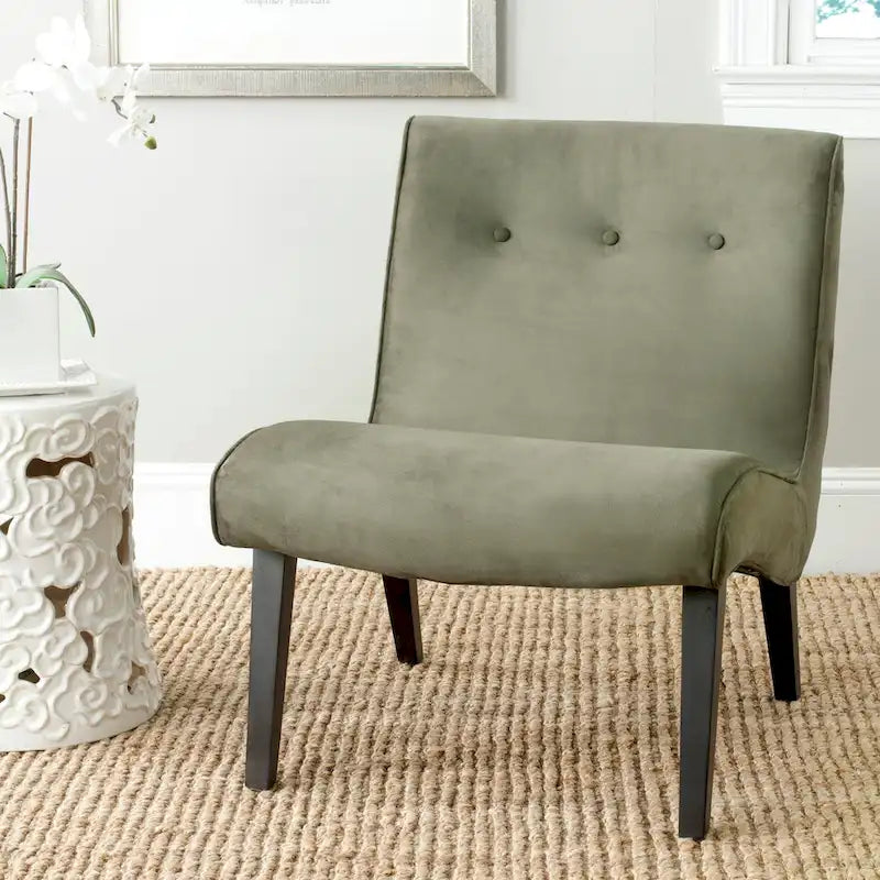 SAFAVIEH Sibille Chaise Vert Forêt Mid-Century - 25.2 x 29.9 x 30.7 - 25Lx30Px31H