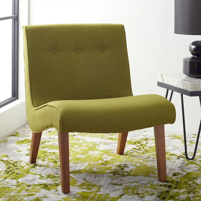 SAFAVIEH Sibille Chaise Vert Forêt Mid-Century - 25.2 x 29.9 x 30.7 - 25Lx30Px31H