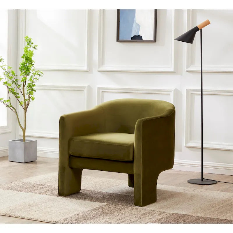 Fauteuil d'appoint en velours Evchen SAFAVIEH Couture - 30 L x 28 P x 30 H - 30Lx28Px30H