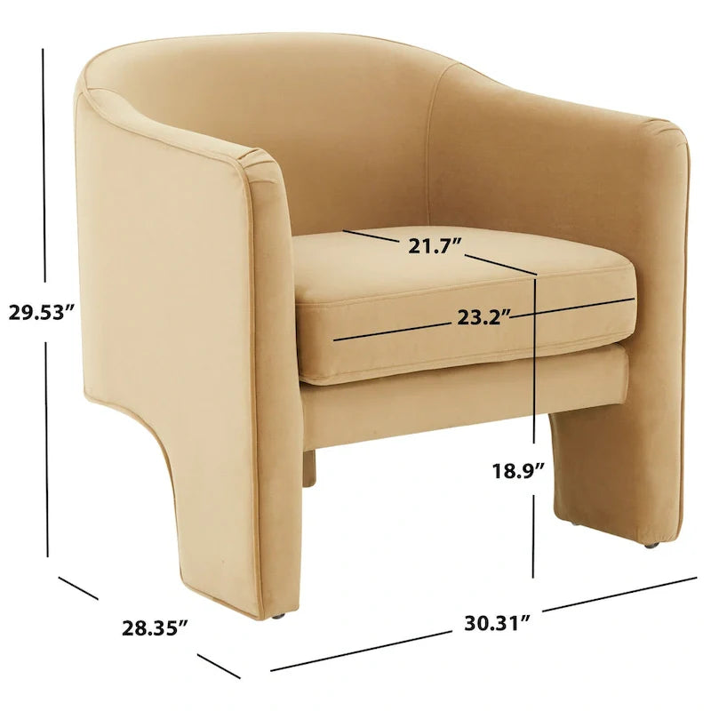Fauteuil d'appoint en velours Evchen SAFAVIEH Couture - 30 L x 28 P x 30 H - 30Lx28Px30H