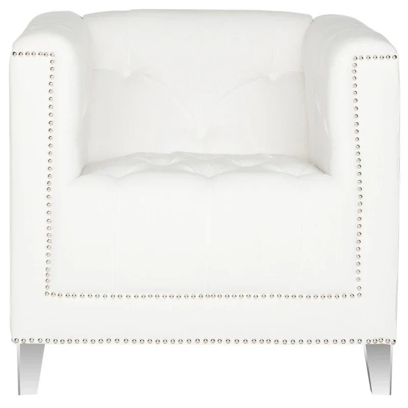 SAFAVIEH Kamilah Fauteuil club blanc/transparent - 31,9 x 33,9 x 29,9 - 32Lx34Px30H