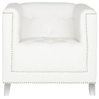 SAFAVIEH Kamilah Fauteuil club blanc/transparent - 31,9 x 33,9 x 29,9 - 32Lx34Px30H