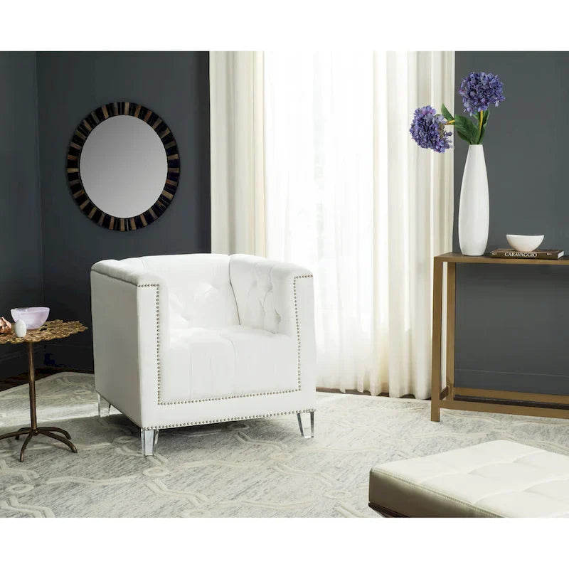 SAFAVIEH Kamilah Fauteuil club blanc/transparent - 31,9 x 33,9 x 29,9 - 32Lx34Px30H